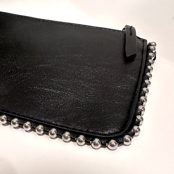 Silver Studded Black Vegan Leather Clutch & Crossbody - Picture 4 of 11